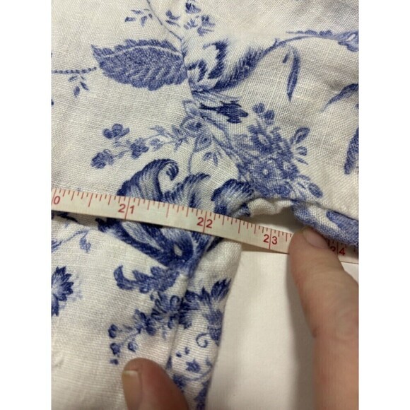 Aegean Linen Jacket Top White Blue Floral Small Breathable - Picture 5 of 9